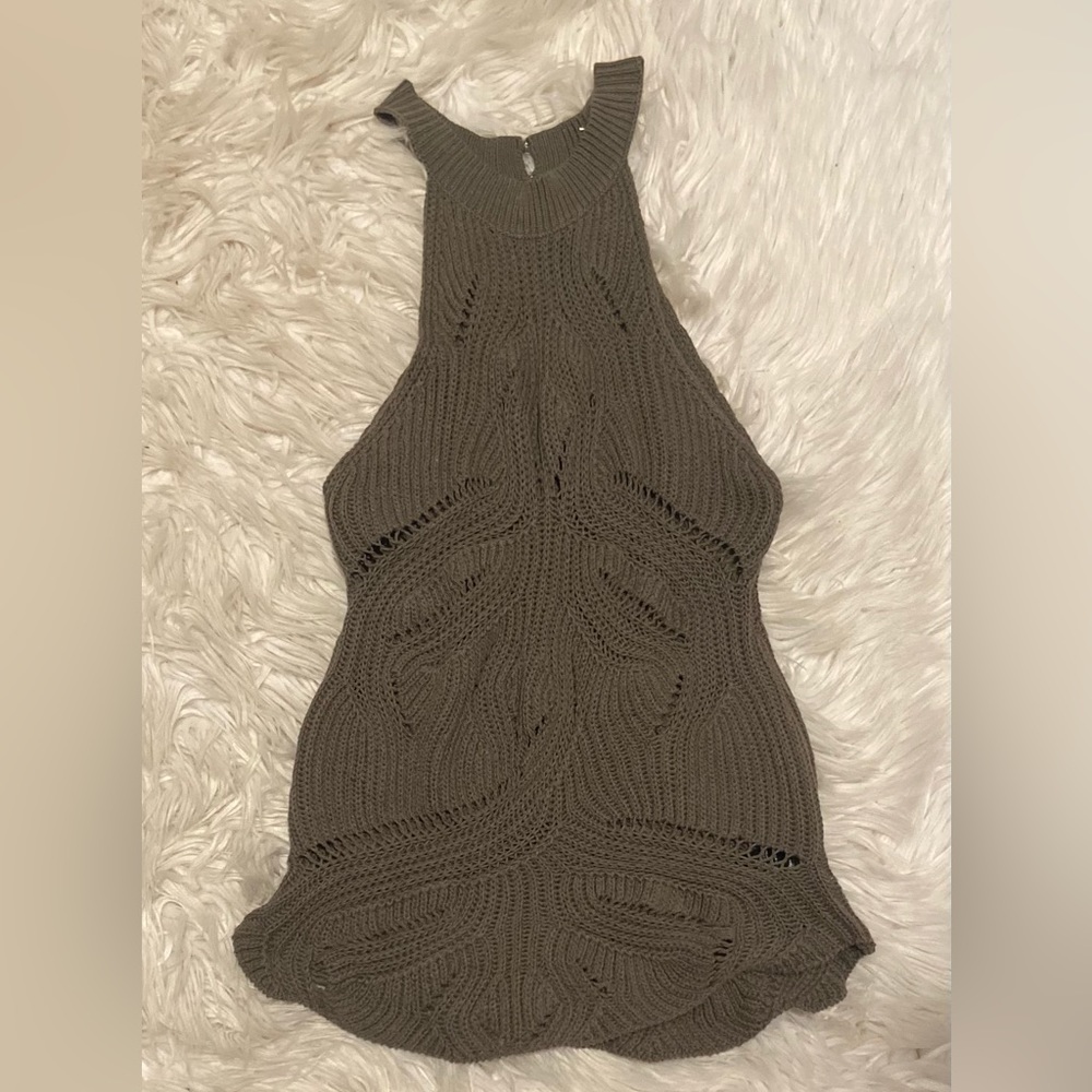 Bebe high neck tank top- Army green. This is knitted.